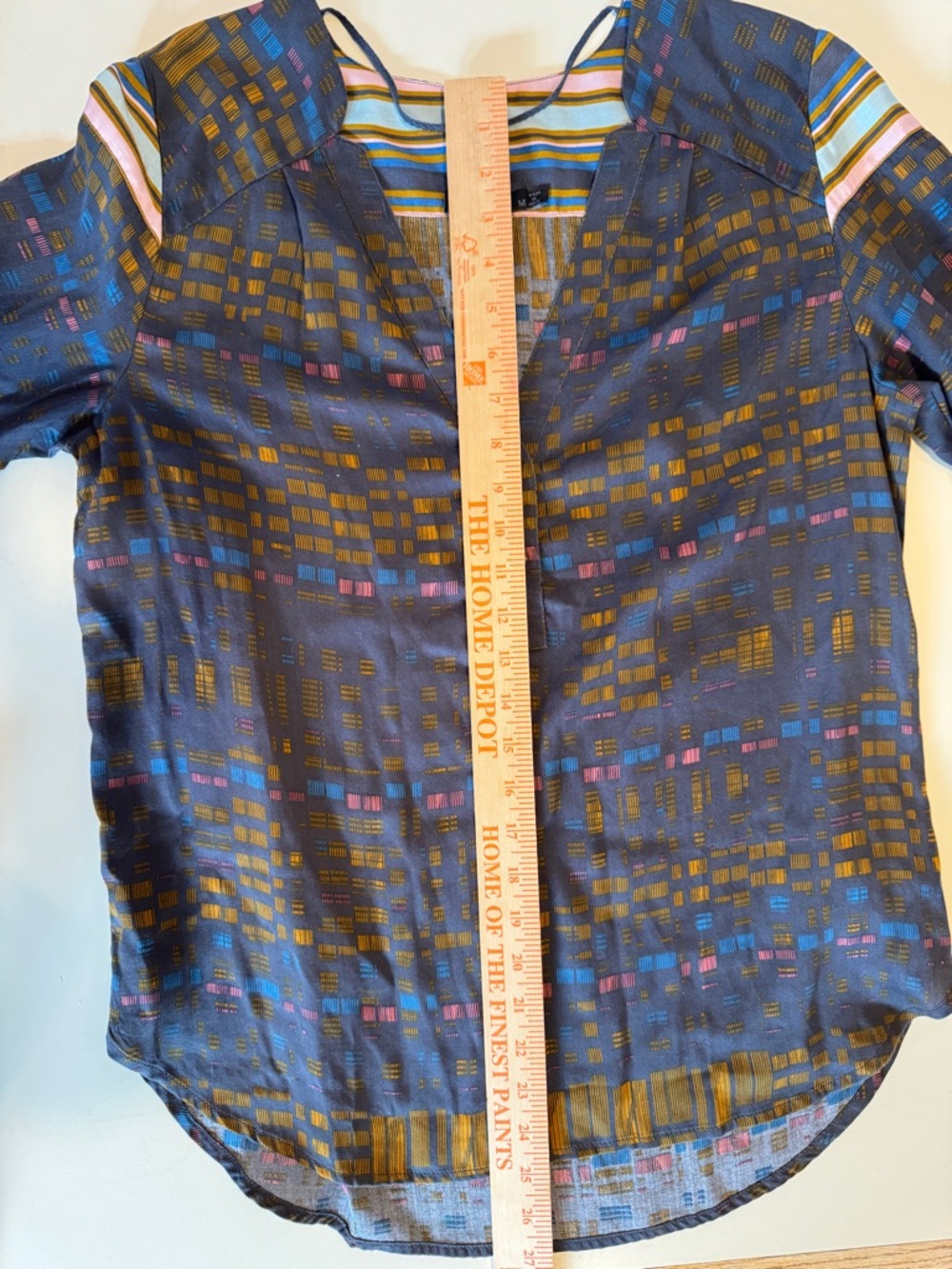 prAna Printed V Neck Blouse Medium Gray Multicolor Long Sleeve Tencel Top - Picture 4 of 6